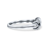 Classic Fishermans Knot Design Infinity Style Loop Double Rope Knot Oxidized Band Thumb Ring