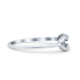 Dainty Modern Safety Pin Shaped Curved Designer Oxidized Statement Band Thumb Ring