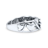 Gorgeous Open Hearts And Flower Shaped Design Dainty Oxidized Statement Band Thumb Ring