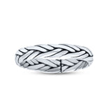Dainty Braided Celtic Weave Rope Knot Handmade Design Oxidized Band Thumb Ring