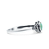 Filigree Petite Dainty Round Simulated Turquoise Promise Ring Band Oxidized 925 Sterling Silver