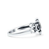 Solitaire Petite Heart Simulated Black Onyx Promise Ring Band Oxidized Braided 925 Sterling Silver