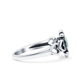 Solitaire Petite Heart Simulated Turquoise Promise Ring Band Oxidized Braided 925 Sterling Silver