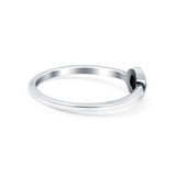 Solitaire Petite Dainty Round Simulated Black Onyx Promise Ring Band Oxidized 925 Sterling Silver