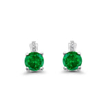 Stud Earrings Wedding Round Simulated Green Emerald CZ 925 Sterling Silver (9mm)