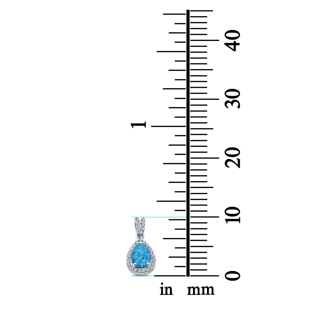 Pear Shape Lab Created Blue Opal Pendant for Necklace 925 Sterling Silver