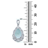 Pear Shape Simulated Larimar CZ 925 Sterling Silver Charm Pendant