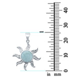 Larimar CZ Sun Surf Celestial 925 Sterling Silver Charm Pendant