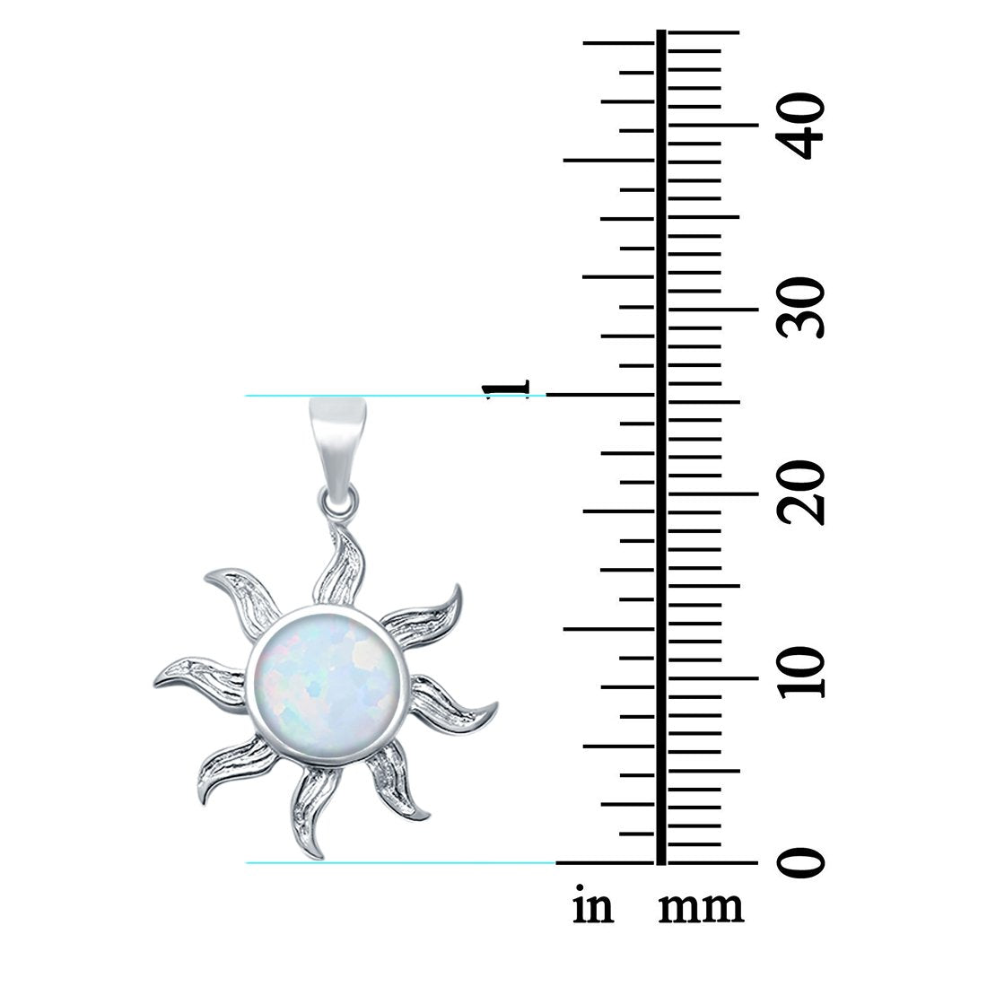 Lab Created White Opal Sun Surf Celestial 925 Sterling Silver Charm Pendant
