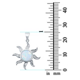 Lab Created White Opal Sun Surf Celestial 925 Sterling Silver Charm Pendant