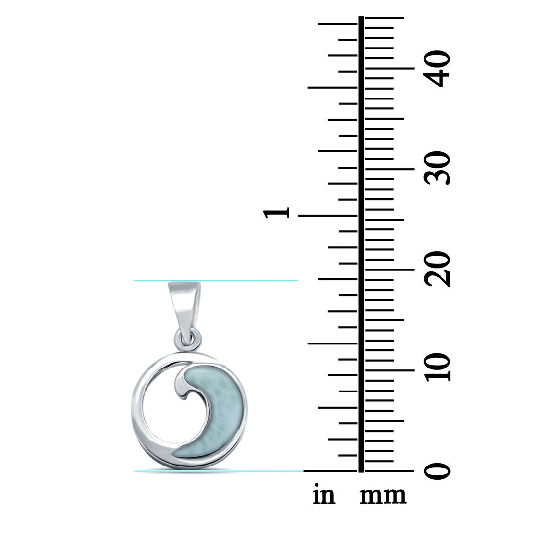 Larimar CZ Wave Design 925 Sterling Silver Charm Pendant