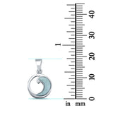 Larimar CZ Wave Design 925 Sterling Silver Charm Pendant