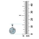 Larimar Two Starfish Round 925 Sterling Silver Charm Pendant