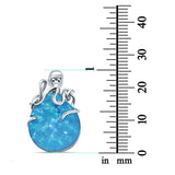 Oval Lab Created Blue Opal 925 Sterling Silver Charm Pendant