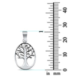 Oval Tree of Life Pendant Charm Solid 925 Sterling Silver