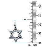 Plain Oxidized Design Star of David Jewish Star Pendant Charm 925 Sterling Silver
