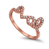 Wedding Engagement Eternity Love Ring Rose Tone, Simulated CZ 925 Sterling Silver