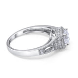 Solitaire Halo Wedding Ring Round Simulated Cubic Zirconia 925 Sterling Silver