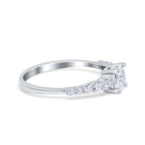 Petite Dainty Engagement Ring Round Simulated Cubic Zirconia 925 Sterling Silver