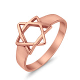 Jewish Star Ring Rose Tone Star of David Judaism Band 925 Sterling Silver