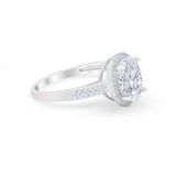 Oval Engagement Ring Round Simulated Cubic Zirconia Accent 925 Sterling Silver