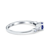 Petite Dainty Wedding Ring Round Simulated Blue Sapphire CZ 925 Sterling Silver