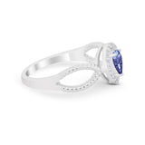 Teardrop Wedding Ring Pear Round Simulated Tanzanite CZ 925 Sterling Silver