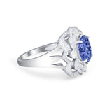 Art Deco Oval Wedding Ring Simulated Tanzanite CZ 925 Sterling Silver