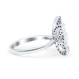Butterfly Ring Wedding Band Simulated Amethyst CZ 925 Sterling Silver (15mm)