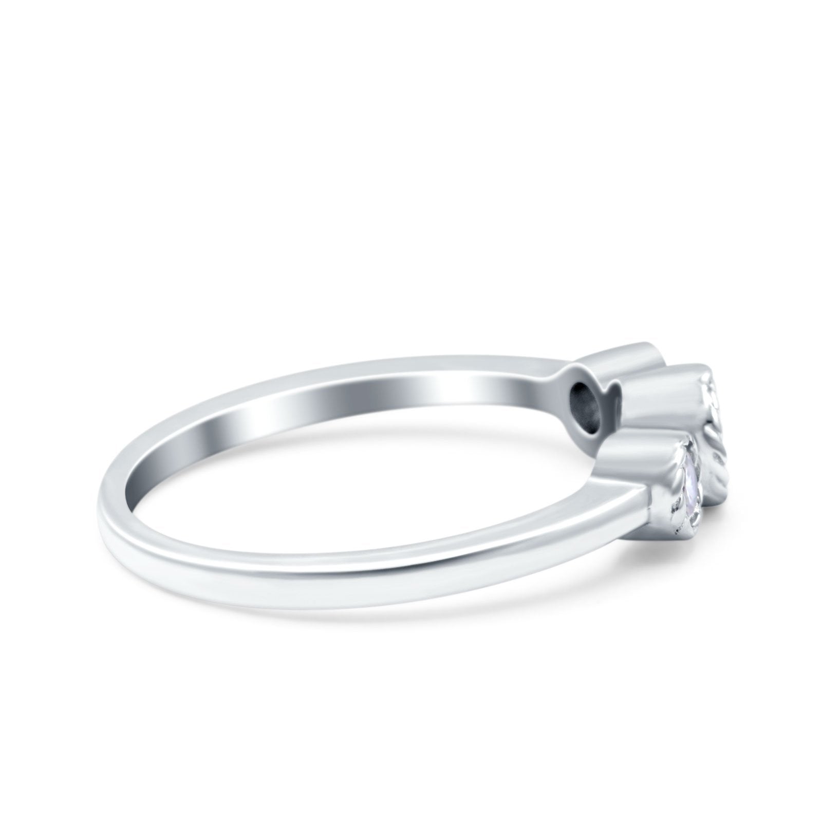 3 Stone Fashion Ring Lab Created White Opal Round 925 Sterling Silver