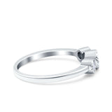 3 Stone Fashion Ring Lab Created White Opal Round 925 Sterling Silver