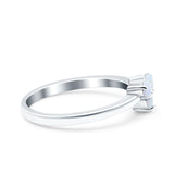 3 Stone Fashion Ring Lab Created White Opal Round 925 Sterling Silver