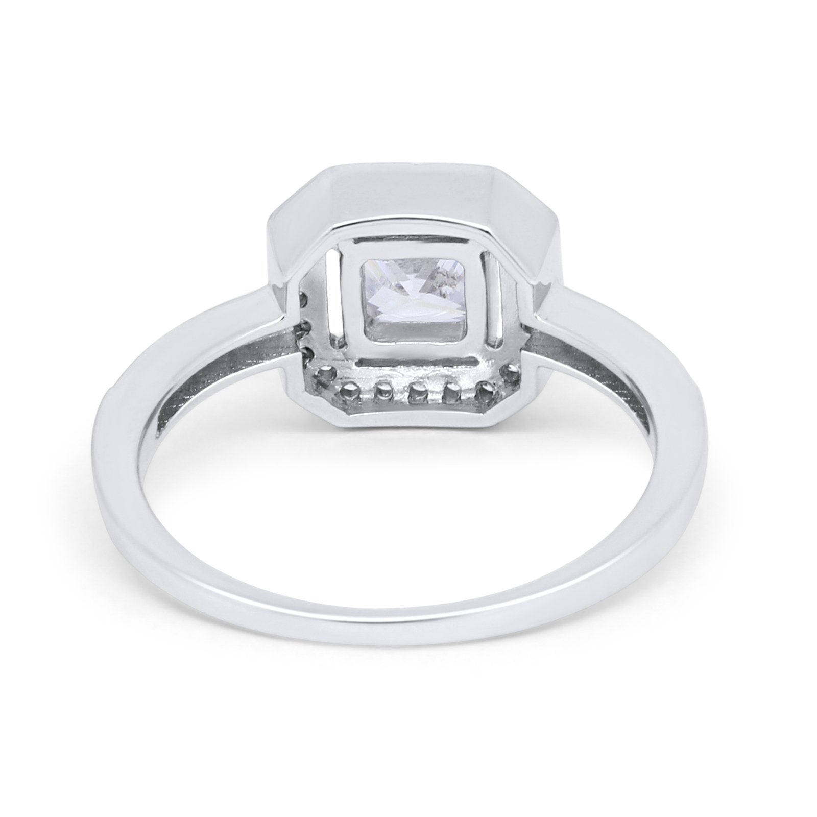 Halo Accent Engagement Ring Simulated CZ 925 Sterling Silver