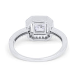 Halo Accent Engagement Ring Simulated CZ 925 Sterling Silver
