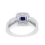 Dazzling Split Shank Engagement Ring Simulated Blue Sapphire CZ 925 Sterling Silver
