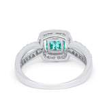 Dazzling Split Shank Engagement Ring Simulated Paraiba Tourmaline CZ 925 Sterling Silver