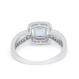 Dazzling Split Shank Engagement Ring Lab Created White Opal 925 Sterling Silver