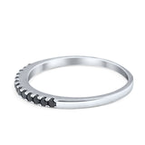 Half Eternity Wedding Band Ring Round Simulated Black CZ 925 Sterling Silver