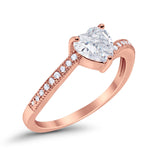 Heart Promise Ring Rose Tone, Simulated Cubic Zirconia 925 Sterling Silver
