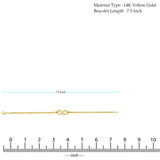 14K Yellow Gold Infinity Hollow Bracelet Chain 7.5" Extension