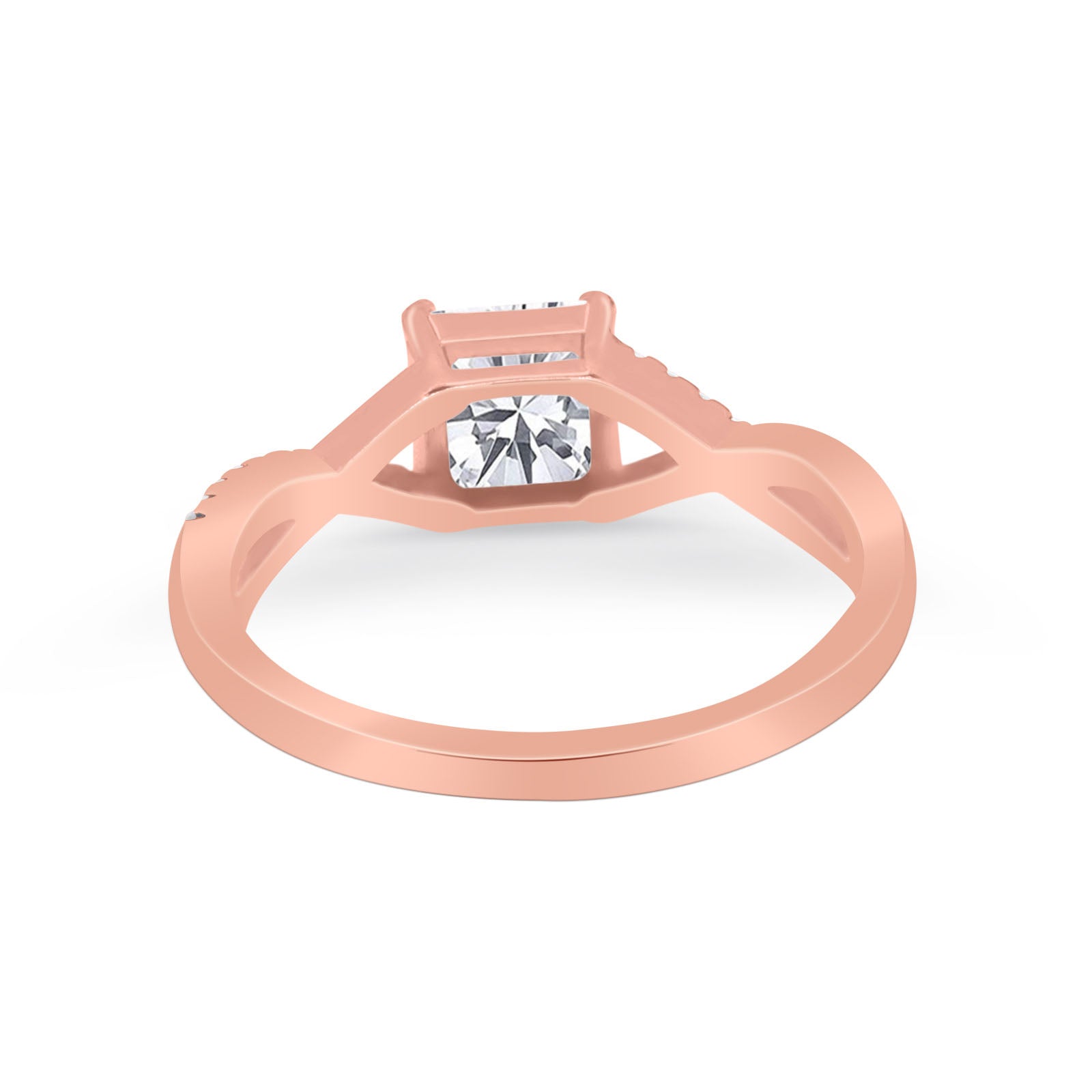 14K Rose Gold Infinity Shank Princess Cut Engagement Ring Simulated Cubic Zirconia Size-7