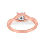 14K Rose Gold Infinity Shank Princess Cut Engagement Ring Simulated Cubic Zirconia Size-7