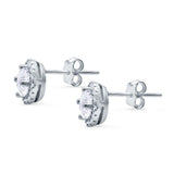 14K White Gold Round Wedding Stud Earrings Simulated Cubic Zirconia (8.35mm)