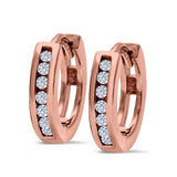14K Rose Gold Half Eternity Hoop Earrings Round Simulated CZ (11mm)