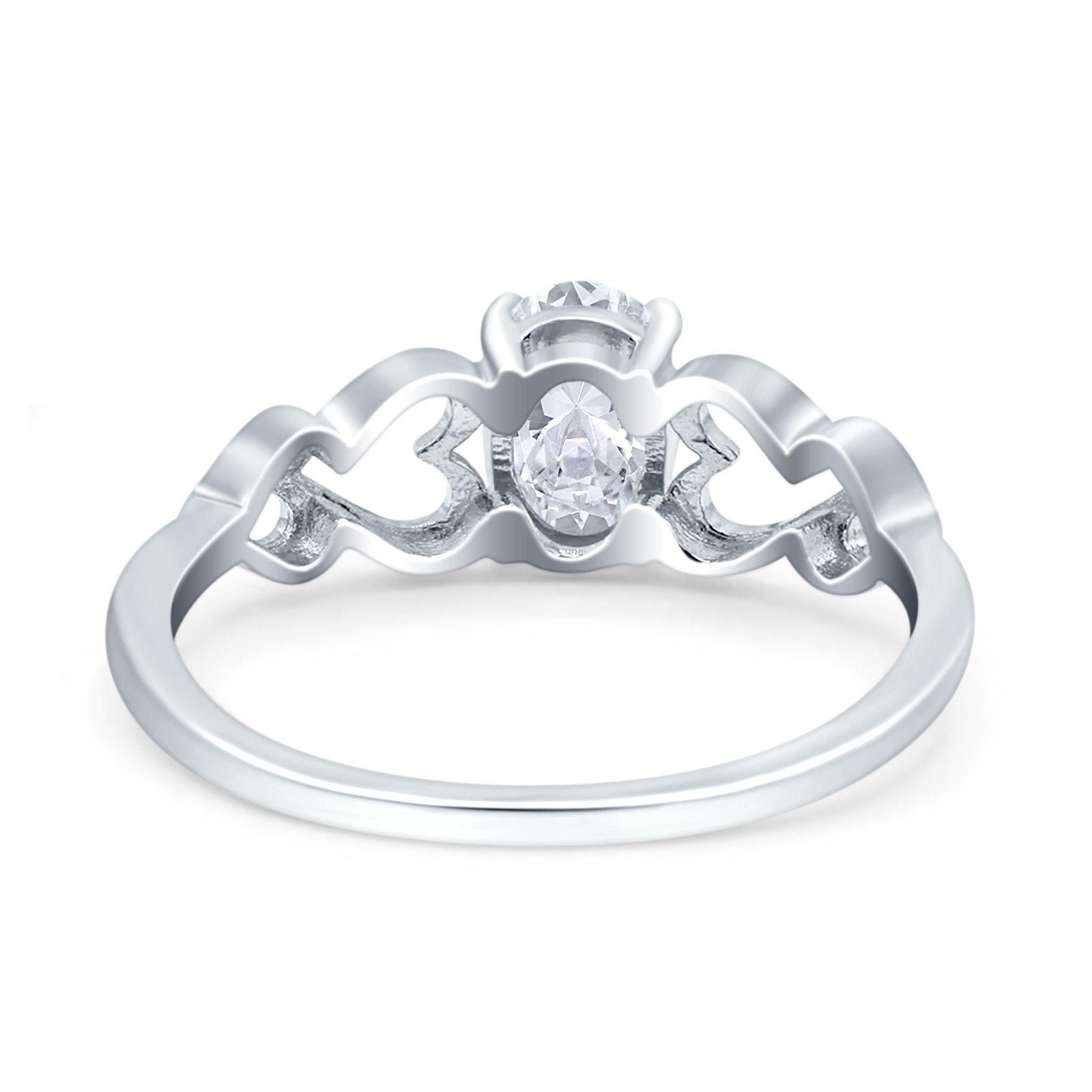 14K White Gold Solitaire Heart Promise Oval Bridal Simulated CZ Wedding Engagement Ring