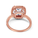 14K Rose Gold Halo Cushion Bridal Simulated CZ Wedding Engagement Ring Size 7
