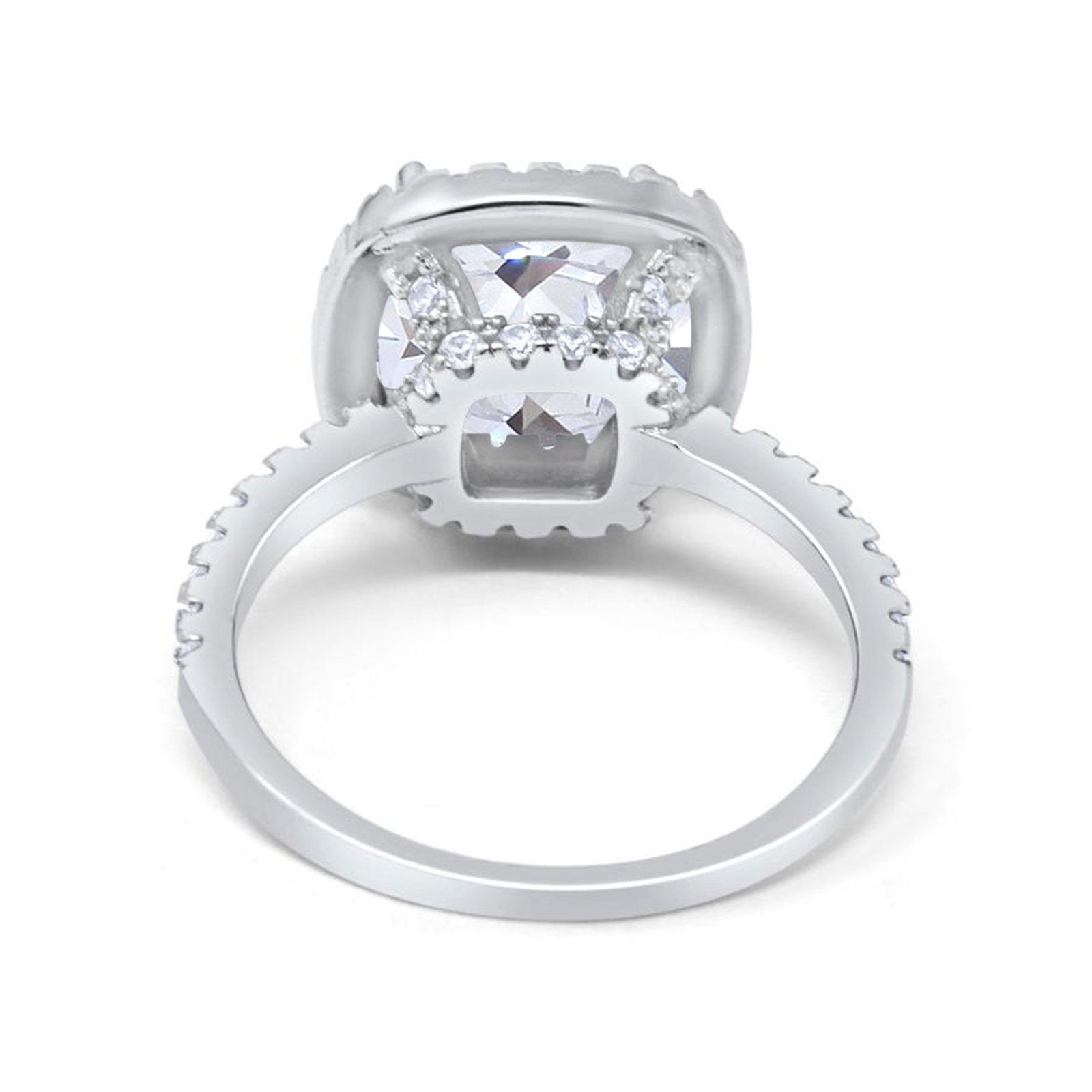 14K White Gold Halo Cushion Bridal Simulated CZ Wedding Engagement Ring Size 7