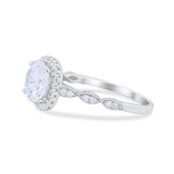 14K White Gold Round Art Deco Bridal Simulated CZ Wedding Engagement Ring Size 7
