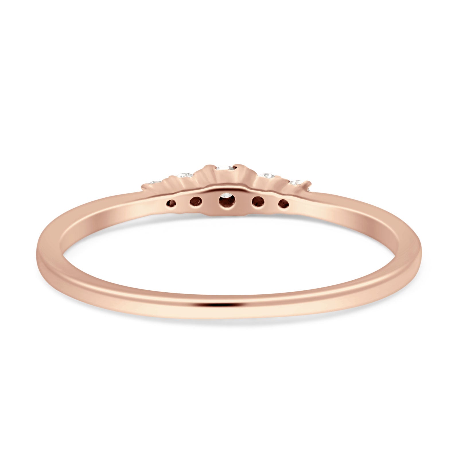 Minimalist Five Round Diamond Stackable Wedding Band 14K Rose Gold 0.10ct Wholesale