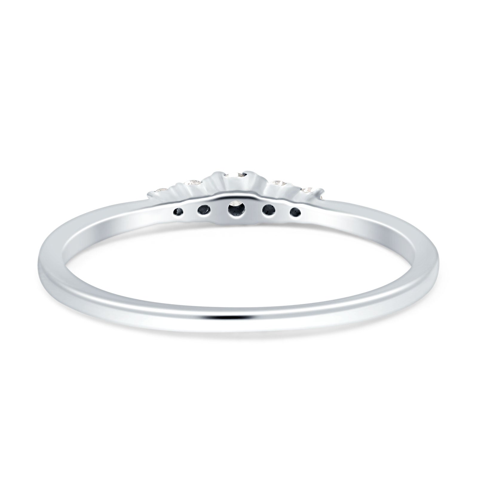 Minimalist Five Round Diamond Stackable Wedding Band 14K White Gold 0.10ct Wholesale